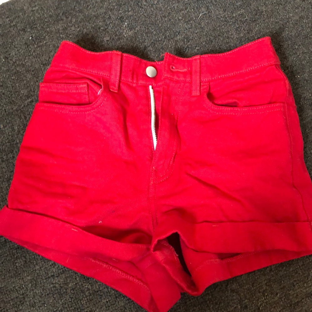 RED AA JEAN SHORTS